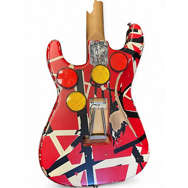 Used 2021 EVH Striped Series Frankie Red with Black and White Stripes Solid Body Electric Guitar