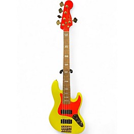 Used Fender MonoNeon Bass V Fluorescent Yellow Electric Bass Guitar
