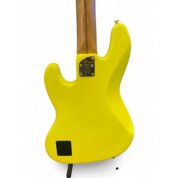 Used Fender MonoNeon Bass V Fluorescent Yellow Electric Bass Guitar