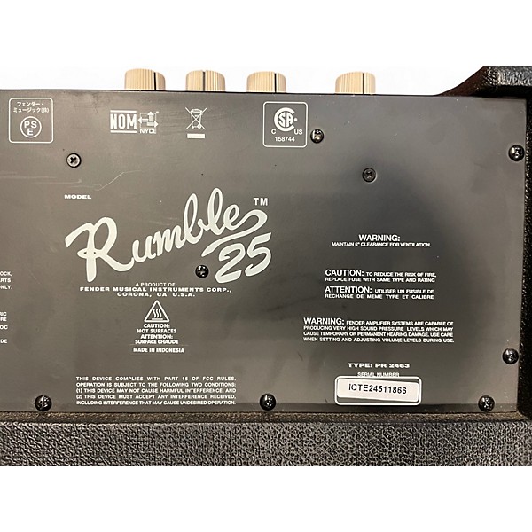 Used Fender Rumble 25 Bass Combo Amp