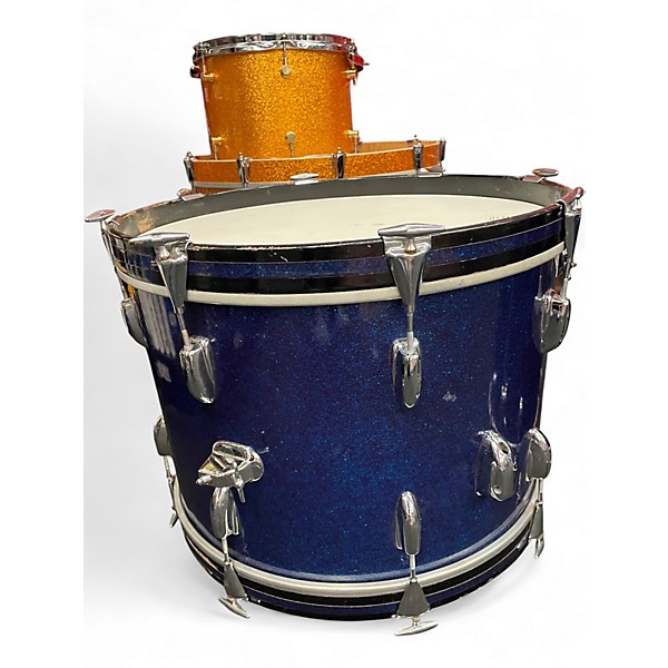 Used Slingerland 3 Piece Modern Jazz Outfit Blue Sparkle Drum Kit