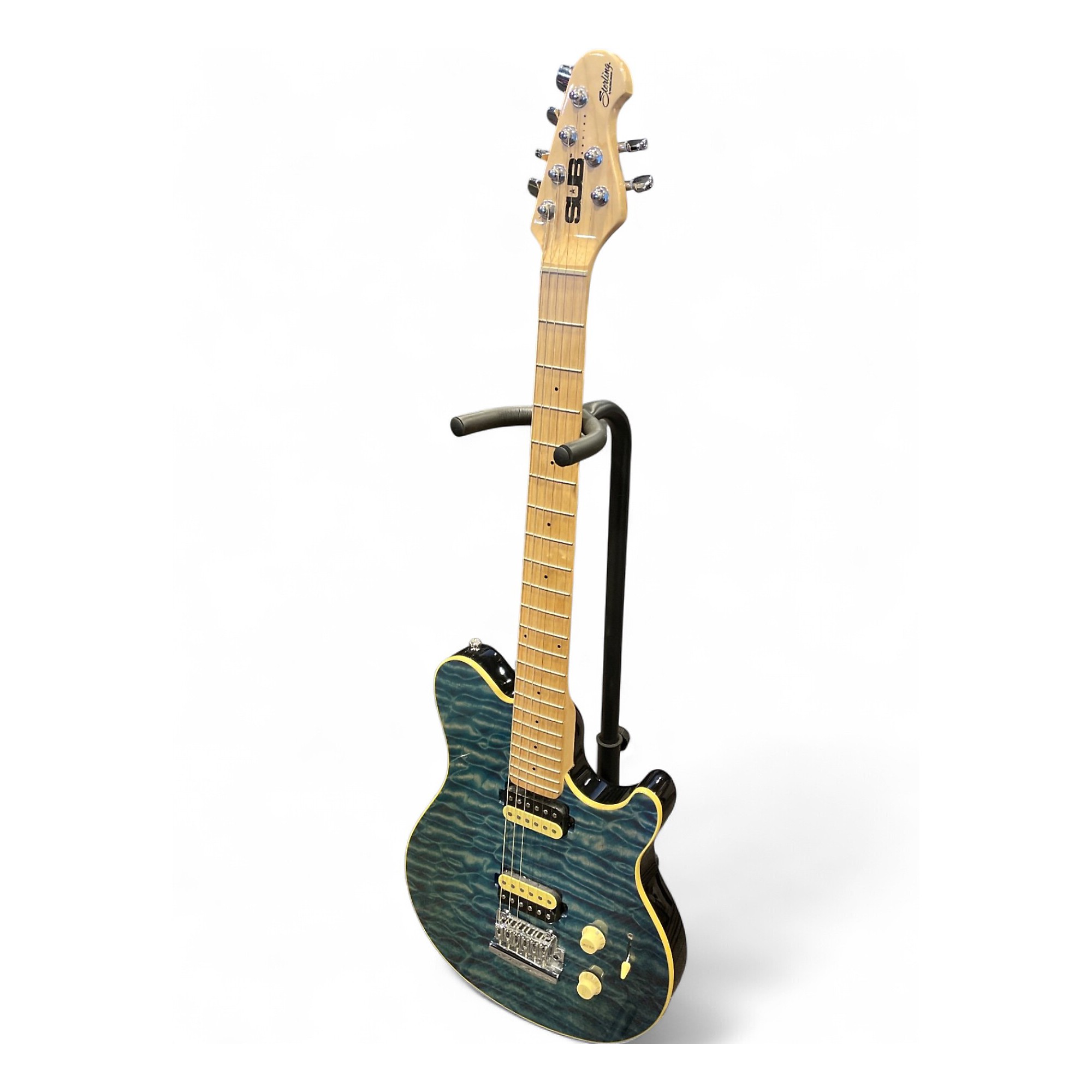 Used Sterling by Music Man Sub AX3 Axis Ocean Turquoise Solid Body