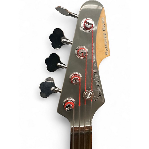 Used Schecter Guitar Research Banshee BASS Chrome Silver Electric Bass Guitar