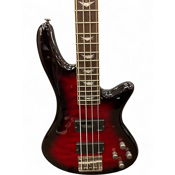 Used Schecter Guitar Research Stiletto Extreme 4 String Cherry Electric Bass Guitar