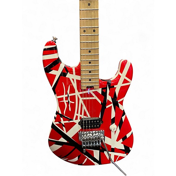 Used EVH Striped Series Red with Black and White Stripes Solid Body Electric Guitar