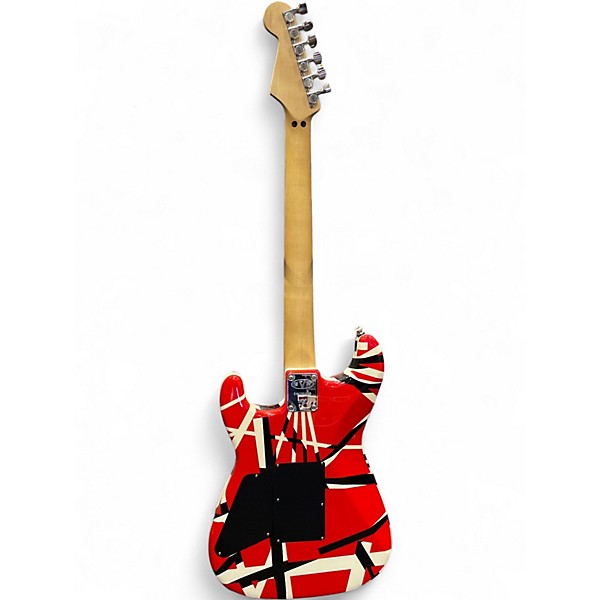 Used EVH Striped Series Red with Black and White Stripes Solid Body Electric Guitar