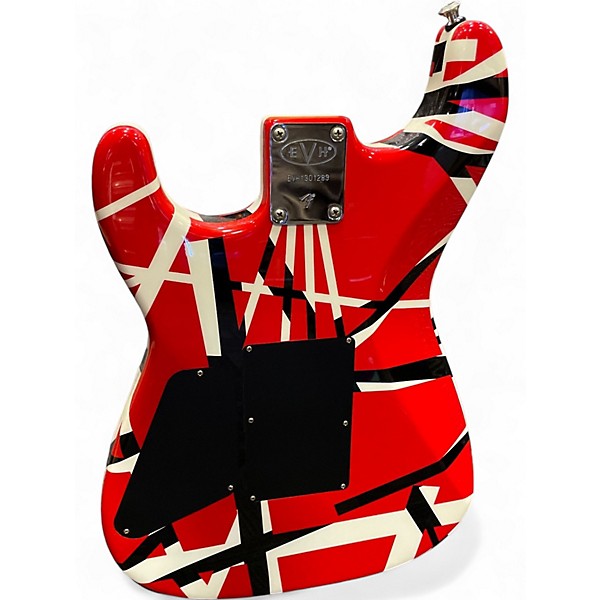 Used EVH Striped Series Red with Black and White Stripes Solid Body Electric Guitar