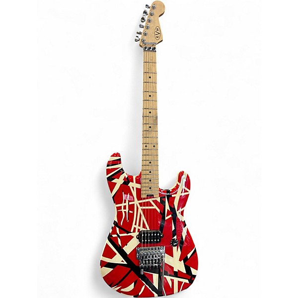 Used EVH Striped Series Red, Black & White Solid Body Electric Guitar