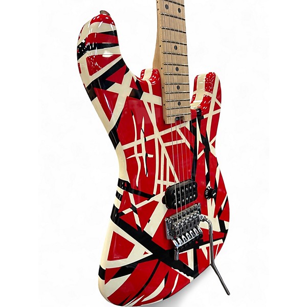 Used EVH Striped Series Red, Black & White Solid Body Electric Guitar