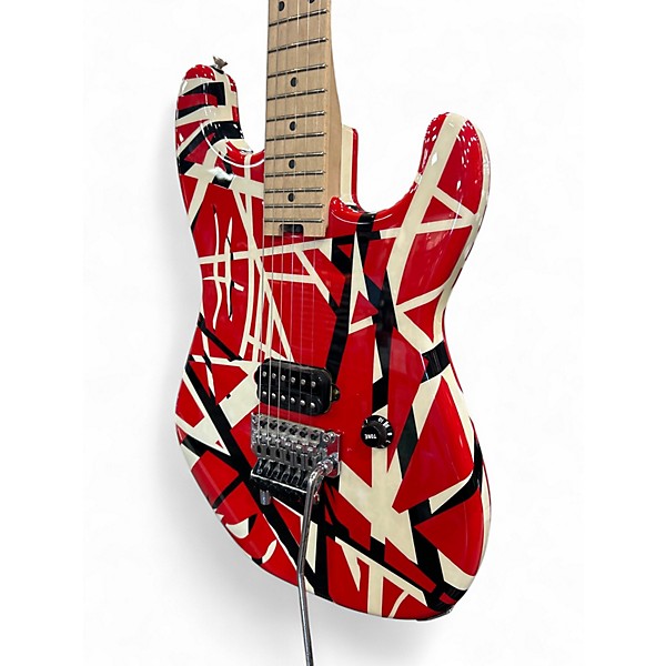 Used EVH Striped Series Red, Black & White Solid Body Electric Guitar