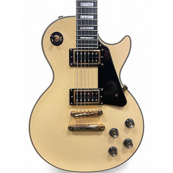 Used Epiphone Les Paul Custom Blackback Pro Antique Ivory Solid Body Electric Guitar