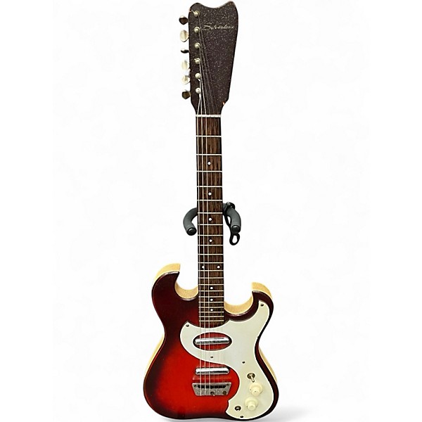 Vintage 1960s Silvertone 1457 Cherry Sunburst Solid Body Electric Guitar