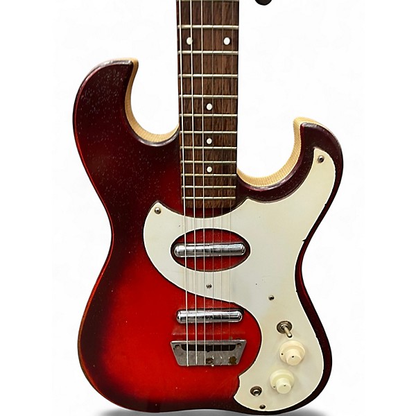 Vintage 1960s Silvertone 1457 Cherry Sunburst Solid Body Electric Guitar