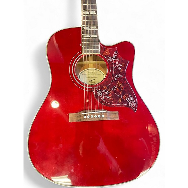 Used Epiphone Hummingbird EC Wine Red Acoustic Electric Guitar