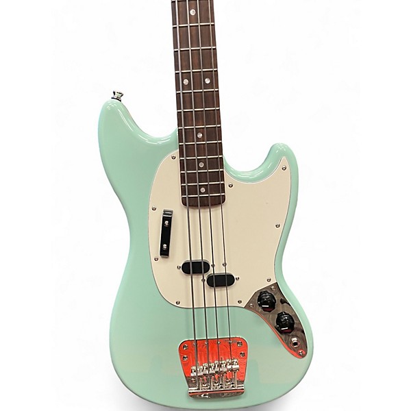 Used Squier Vintage Modified Mustang Bass Green Electric Bass Guitar