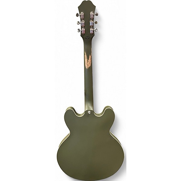 Used Epiphone Casino Worn Satin Olive Green Hollow Body Electric Guitar
