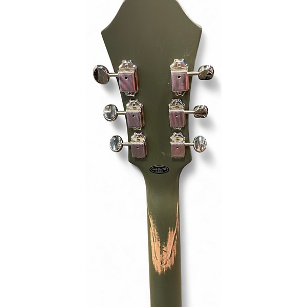 Used Epiphone Casino Worn Satin Olive Green Hollow Body Electric Guitar