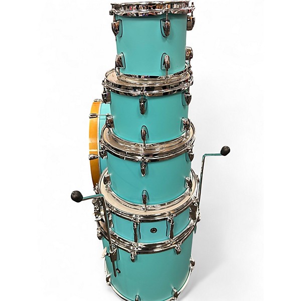 Used Yamaha 6 Piece Stage Custom Surf Green Drum Kit