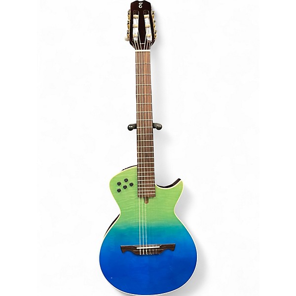 Used Tagima Modena Transparent Blue Fade Classical Acoustic Electric Guitar