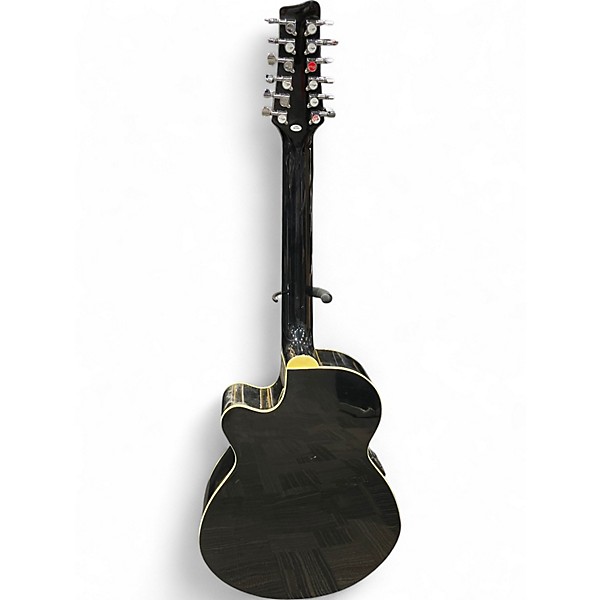 Used Stagg Mini-Jumbo Black 12 String Acoustic Electric Guitar