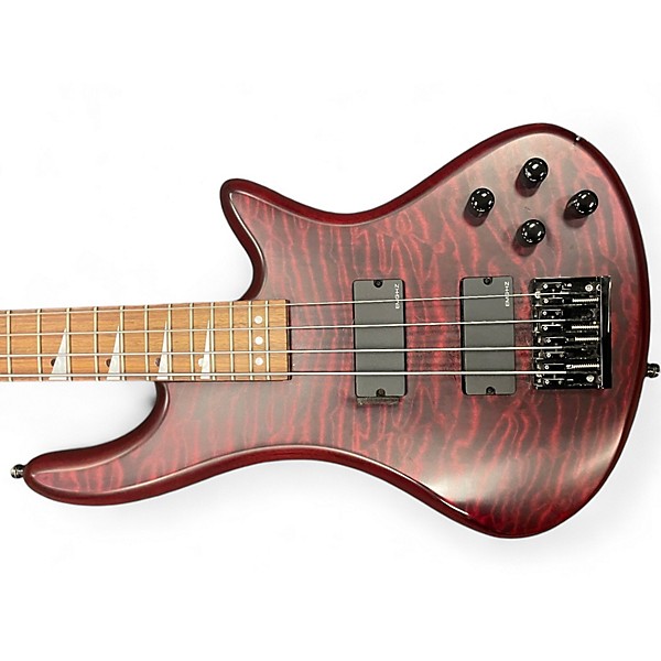 Used Schecter Guitar Research Stiletto Custom 4 String RED Electric Bass Guitar