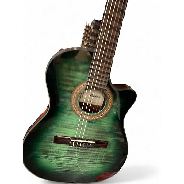 Used Ibanez GA35FMTCE Flamed Maple Top Emerald Burst Classical Acoustic Electric Guitar