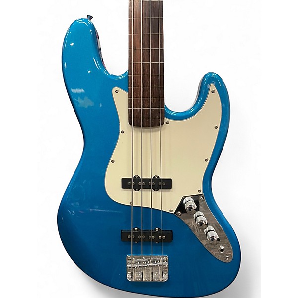 Used SX VTG FRETLESS Metallic Blue Electric Bass Guitar
