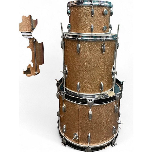 Vintage 1960s Gretsch Drums 3 Piece Name Band Champagne Drum Kit