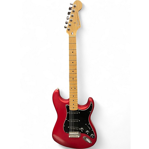 Used 2003 Fender Standard Stratocaster Satin Red Solid Body Electric Guitar
