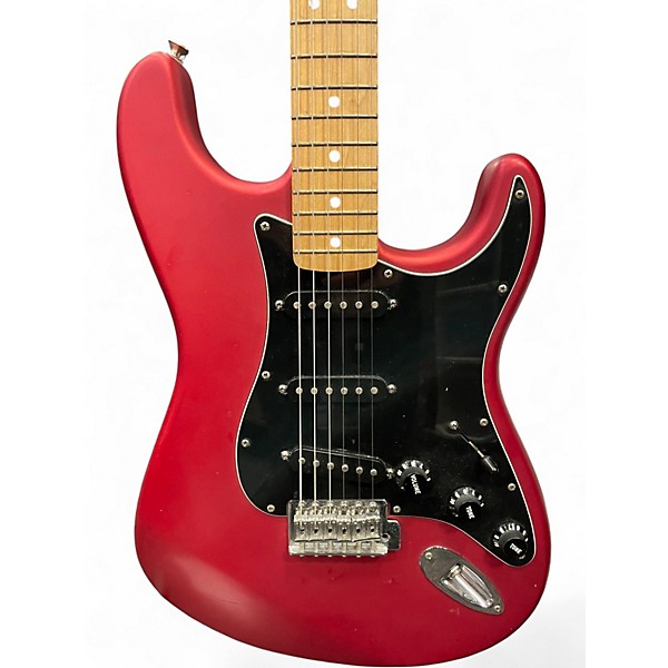 Used 2003 Fender Standard Stratocaster Satin Red Solid Body Electric Guitar