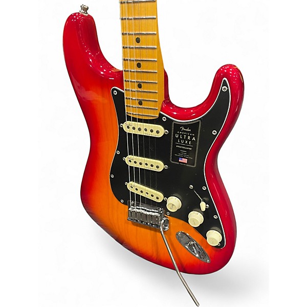 Used Fender American Ultra Luxe Stratocaster Cherry Sunburst Solid Body Electric Guitar