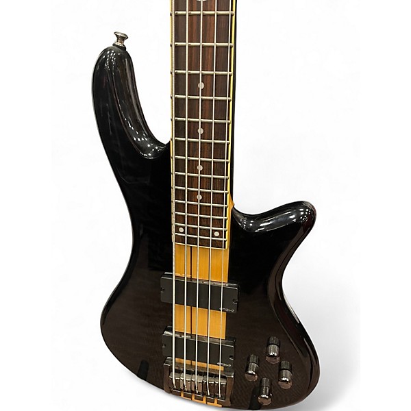 Used Schecter Guitar Research Stiletto Elite 5 String Trans Black Electric Bass Guitar