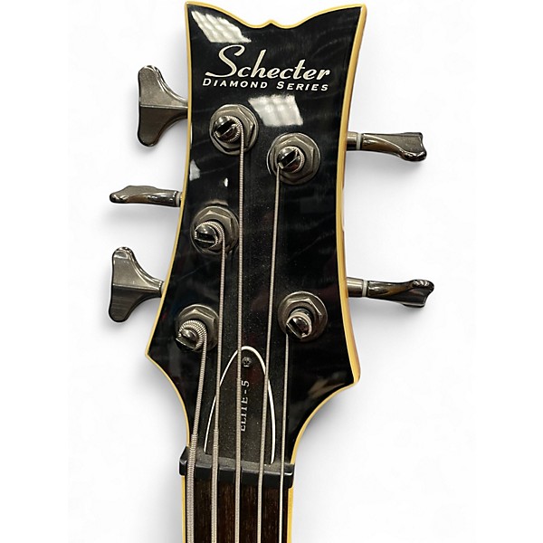Used Schecter Guitar Research Stiletto Elite 5 String Trans Black Electric Bass Guitar