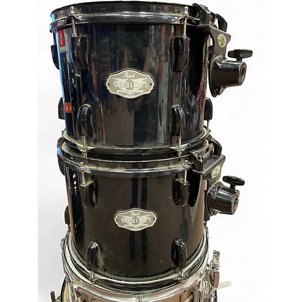 Used Pearl 5 Piece Vision Black Drum Kit