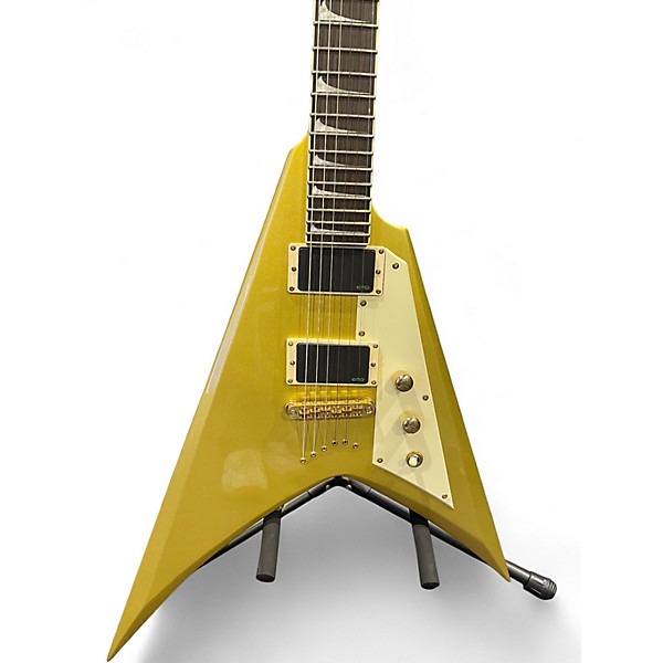 Used ESP LTD Kirk Hammett KH-V Metallic Gold Sparkle Solid Body Electric Guitar