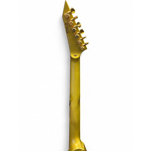 Used ESP LTD Kirk Hammett KH-V Metallic Gold Sparkle Solid Body Electric Guitar