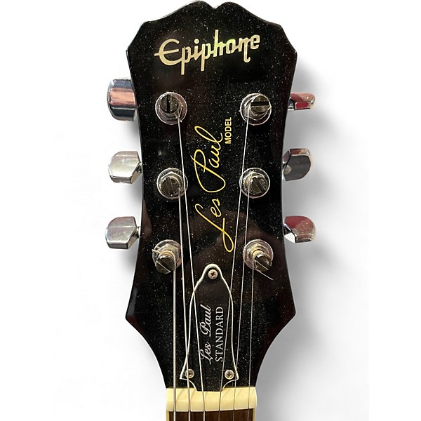 Used 2000s Epiphone Les Paul Standard Ebony Solid Body Electric Guitar