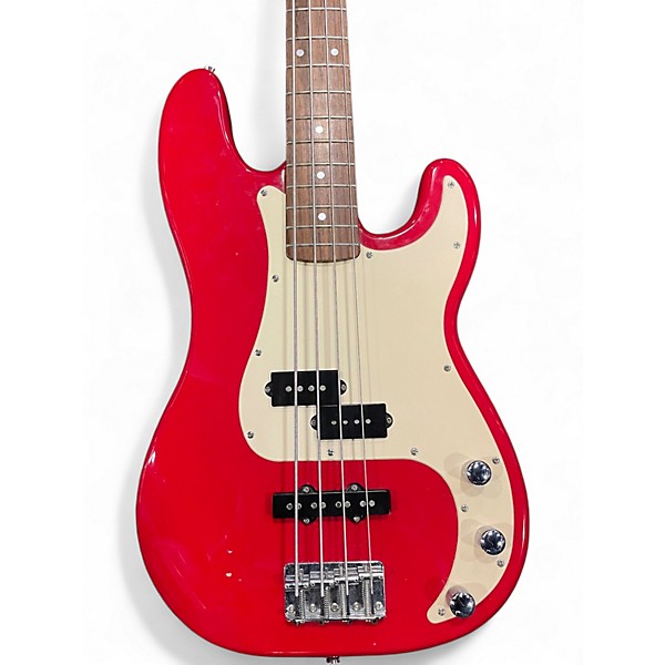 Used Fender SQUIER P-BASS SPECIAL Red Electric Bass Guitar