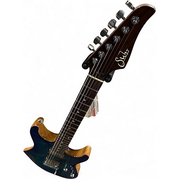 Used Suhr Modern Carve Top Blue Ghost Flames Solid Body Electric Guitar
