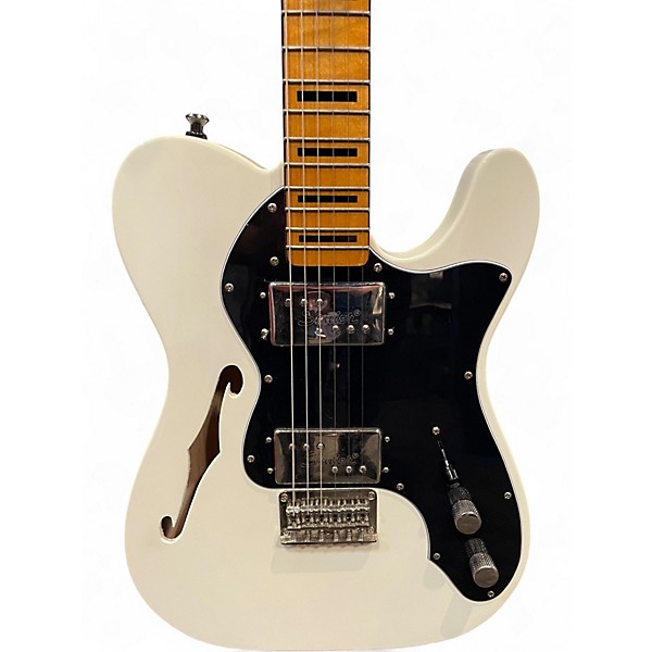 Used Squier Classic Vibe Telecaster Thinline WHITE AND BLACK Hollow Body Electric Guitar