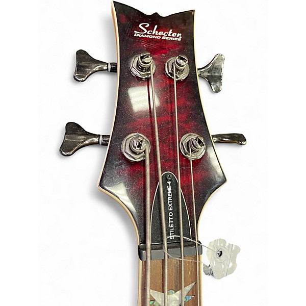 Used Schecter Guitar Research Stiletto Extreme 4 String Black Cherry Electric Bass Guitar