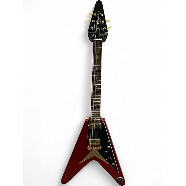 Used 2024 Epiphone Flying V 58' reissue Ruby Red Sparkle Solid Body Electric Guitar