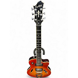 Used Hagstrom D2F Flame Top Sunburst Hollow Body Electric Guitar