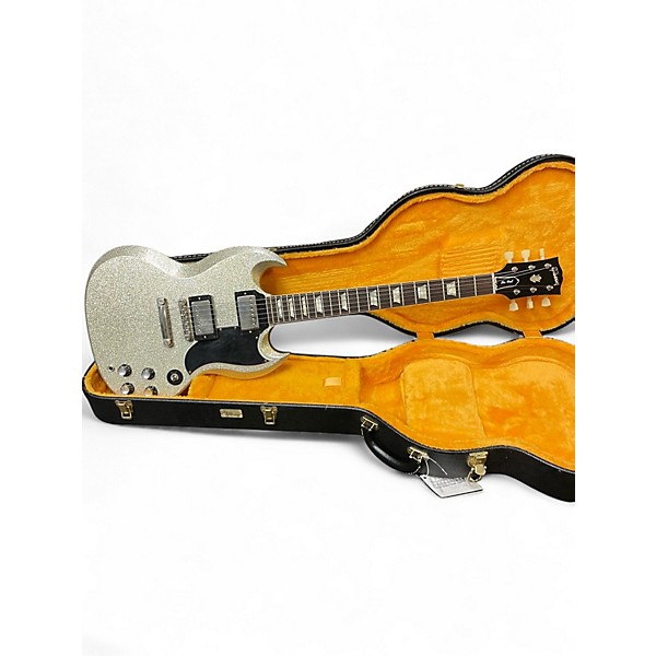 Used Gibson 61 Custom Made to Measure Les Paul SG Standard Silver Sparkle Solid Body Electric Guitar