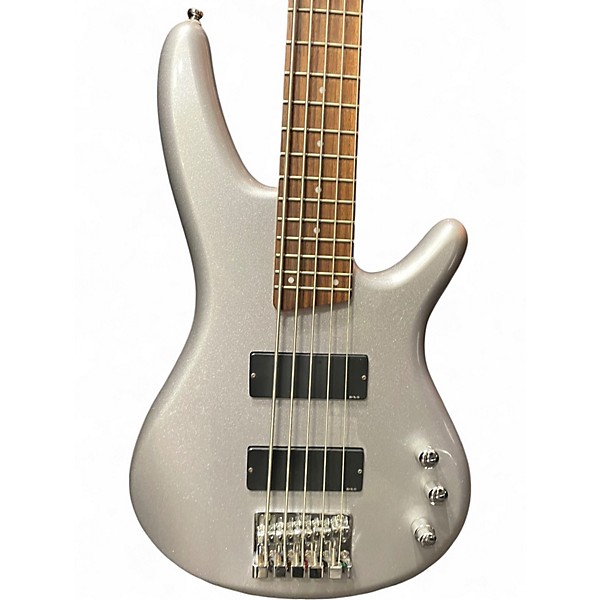 Used Ibanez SR305 5 String Metallic Silver Electric Bass Guitar