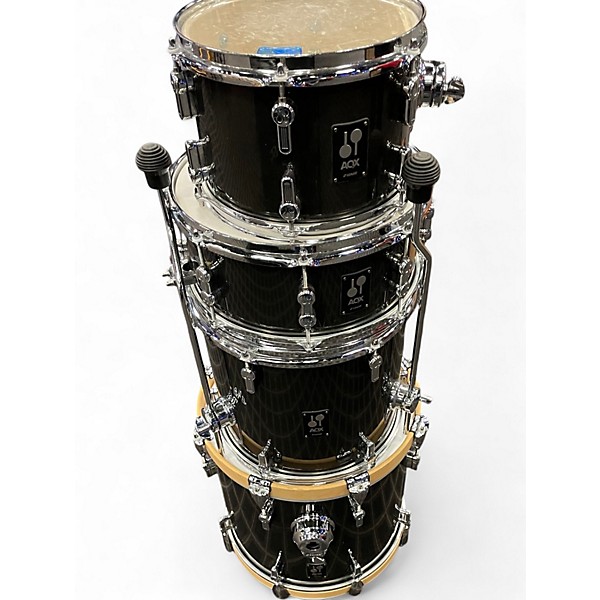Used SONOR 4 Piece AQX JUNGLE Black Midnight Sparkle Drum Kit