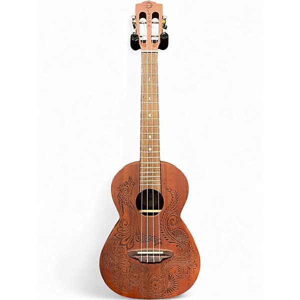 Used Luna Henna Dragon Mahogany Tenor Electric Natural Mahogany Ukulele
