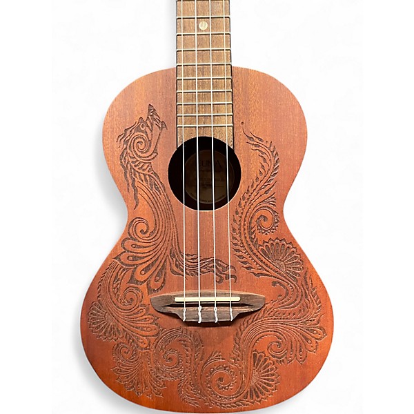 Used Luna Henna Dragon Mahogany Tenor Electric Natural Mahogany Ukulele