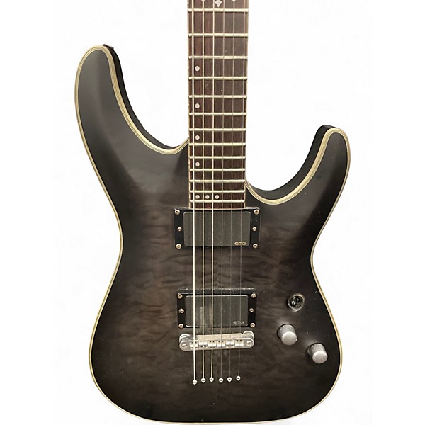 Used Schecter Guitar Research C1 Platinum Trans Black Solid Body Electric Guitar