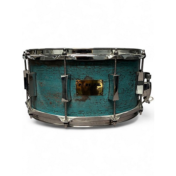 Used Pork Pie 14X6.5 Little Squealer Snare WEATHERED BARN BLUE Drum